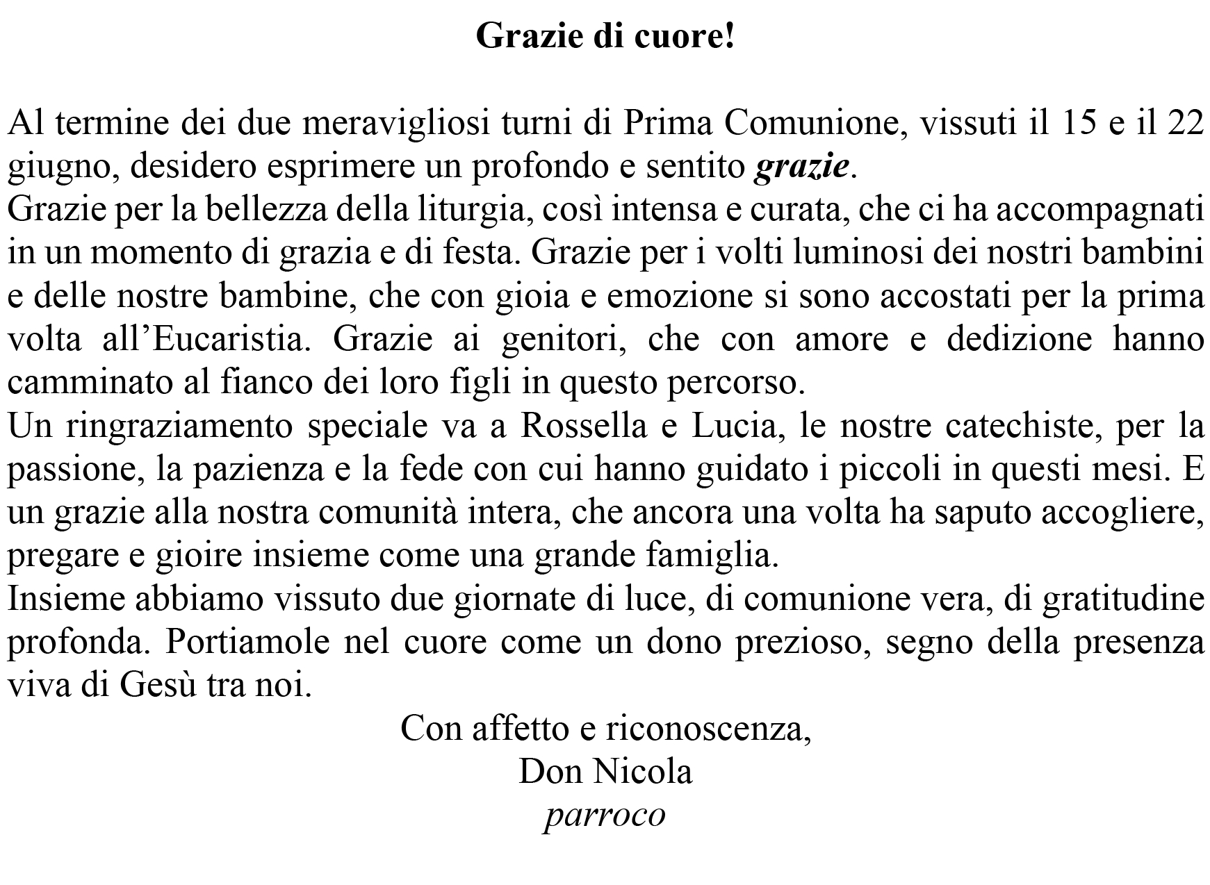 la voce del parroco